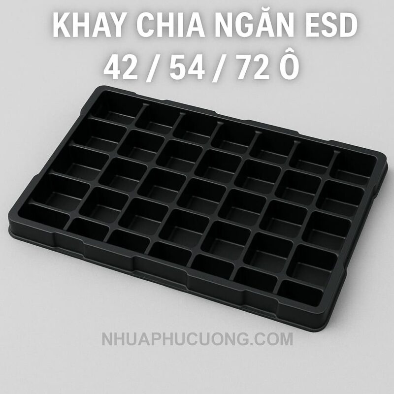 Khay ESD chống tĩnh điện chia ngăn chia ô