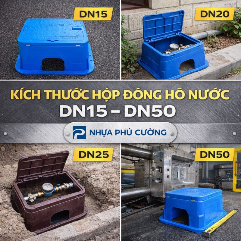 Kích thước hộp đồng hồ nước DN15